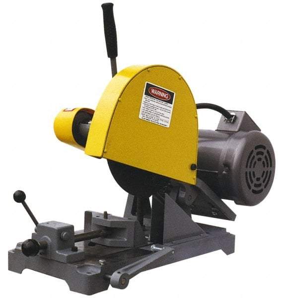 Kalamazoo - 10" Blade Diam, 5/8" Arbor Hole, Straight Chop & Cutoff Saw - 3 Phase, 3,450 RPM, 3 hp, 220/440 Volts, 1-1/2" in Solids at 90°, 2-1/2" in Pipe at 90° - Caliber Tooling