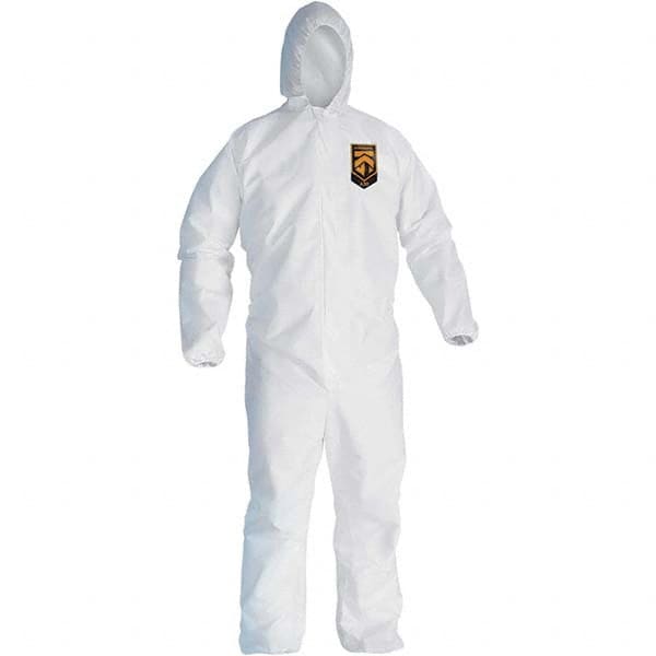 KleenGuard - Size M SMS General Purpose Coveralls - White, Zipper Closure, Elastic Cuffs, Elastic Ankles, Serged Seams - Caliber Tooling