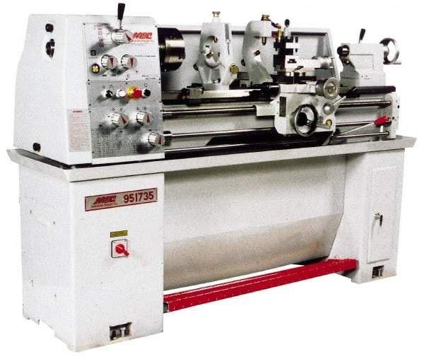 Vectrax - 13" Swing, 40" Between Centers, 220 Volt, Single Phase Engine Lathe - 3MT Taper, 3 hp, 105 to 2,000 RPM, 1-3/8" Bore Diam, 762mm Deep x 1,473 & 1,623mm (CE) High x 1,930.4mm Long - Caliber Tooling