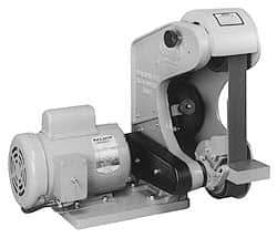 Burr King - 48 Inch Long x 2 Inch Wide Belt Grinder - 1 hp, 220 Volts, Vertical Belt, 6,000 Ft. per Min Belt Speed - Caliber Tooling