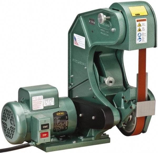 Burr King - 60 Inch Long x 1-1/2 Inch Wide Belt Grinder - 1.5 hp, 120 Volts, Vertical Belt, 8,000 Ft. per Min Belt Speed - Caliber Tooling