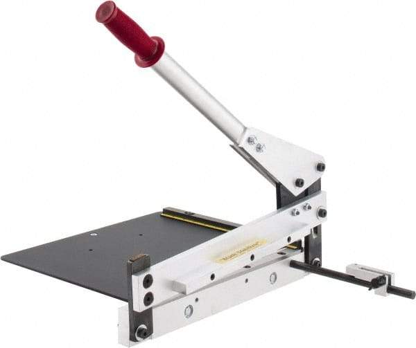 Made in USA - 12 Inch Long x 23 Inch Wide x 15 Inch Deep x 8 Inch High, Hand Slitting Bench Shear - 0.02 Inch Mild Steel, 0.04 Inch Aluminum and 0.025 Inch Brass Capacity - Caliber Tooling