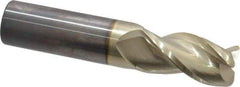 Accupro - 1", 3 Flute, Single End, Solid Carbide, 0.045" Corner Radius End Mill - 5" OAL, 37° Helix, Right Hand Flute, 1-1/4" LOC, Right Hand Cut - Caliber Tooling