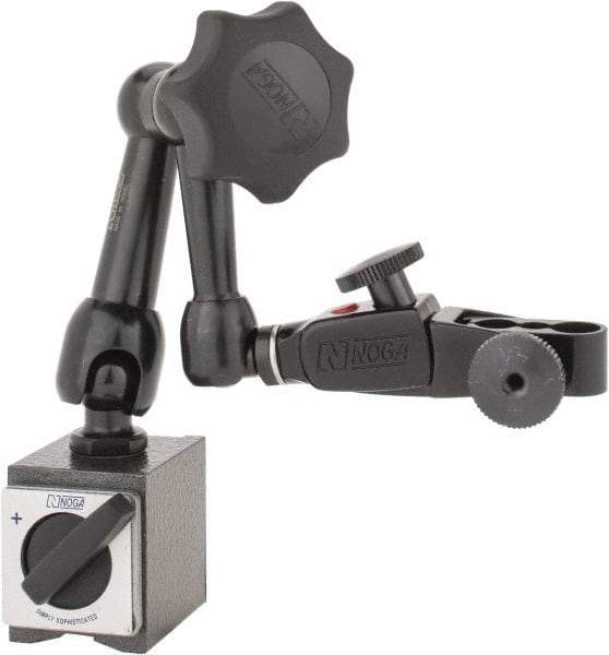 Noga - 70 Lb Magnetic Force, Fine Adjustment Indicator Positioner & Holder with Base - Articulated Arm, Rectangular Base, 35mm Base Height, 40mm Base Length, 30mm Base Width - Caliber Tooling