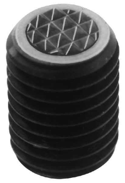 Fairlane - Serrated Tooth, 5/8-18, 5/16" Internal Hex, 1" Thread Length, Black Oxide Finish, Fully Threaded, Adjustable Positioning Gripper - 1/2" Pad Diam, 4-Point Tooth Grade - Caliber Tooling