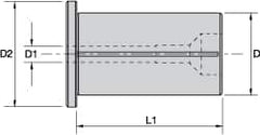 Kennametal - 13/16" ID x 1-1/4" OD, 1.417" Head Diam, Slotted Hydraulic Chuck Sleeve - Steel, 2.362" Length Under Head, Through Coolant - Exact Industrial Supply