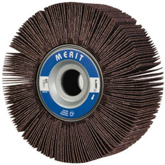 Merit Abrasives - 6" Diam, 60 Grit Aluminum Oxide Unmounted Flap Wheel - 1" Hole, 2" Wide, Coated, Medium Grade, 6,000 Max RPM , Cloth Backing - Caliber Tooling