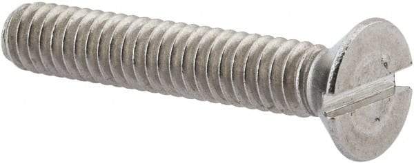 Value Collection - 1/4-20 UNC, 1-1/2" OAL Slotted Drive Machine Screw - Flat Head, Grade 316 Stainless Steel, Uncoated, Without Washer - Caliber Tooling