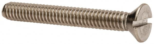 Value Collection - 1/4-20 UNC, 2" OAL Slotted Drive Machine Screw - Flat Head, Grade 316 Stainless Steel, Uncoated, Without Washer - Caliber Tooling