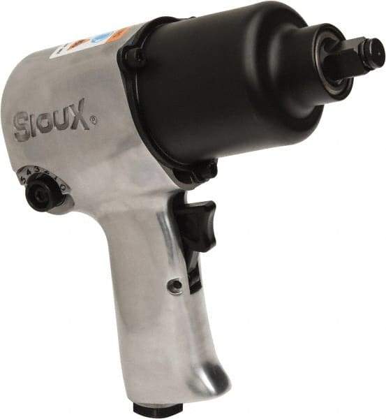 Sioux Tools - 1/2" Drive, 8,000 RPM, 425 Ft/Lb Torque Impact Wrench - Pistol Grip Handle, 1,200 IPM, 4 to 16.8 CFM, 1/4" NPT Inlet - Caliber Tooling