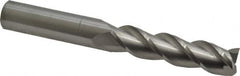 Accupro - 1/2", 2" LOC, 1/2" Shank Diam, 4" OAL, 3 Flute, Solid Carbide Square End Mill - Single End, Uncoated, Spiral Flute, 40° Helix, Centercutting, Right Hand Cut, Right Hand Flute - Caliber Tooling