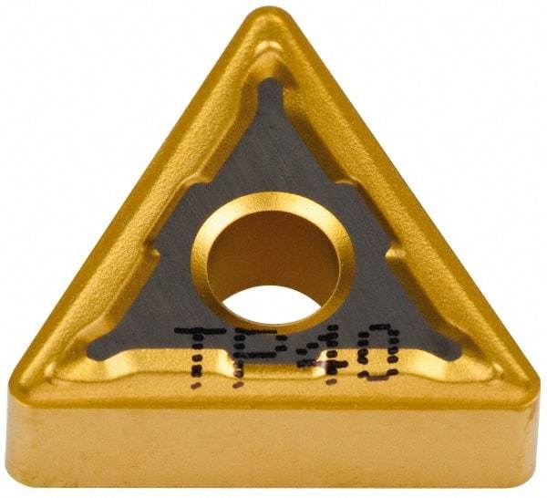 Seco - TNMG332 M5 Grade TP40 Carbide Turning Insert - TiC/TiCN/TiN Finish, 60° Triangle, 3/8" Inscr Circle, 3/16" Thick, 1/32" Corner Radius - Caliber Tooling