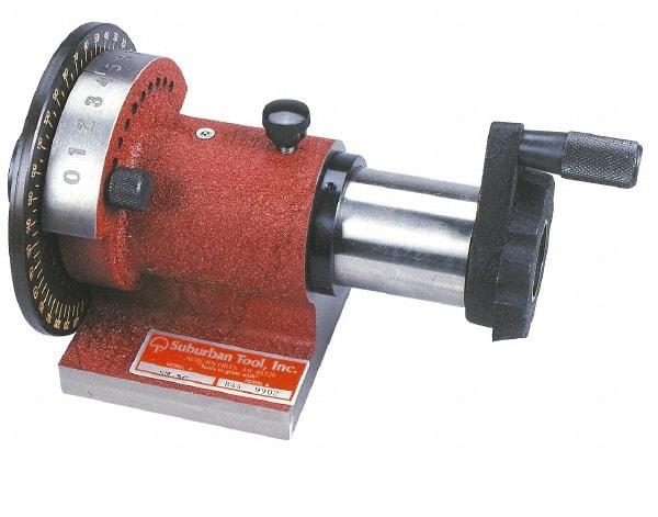 Suburban Tool - 5C Compatible, 36 Increment, Horizontal Spin Collet Indexer - 2-3/4" High Center, 1-1/8" Max Collet Capacity, 4-3/8" Wide x 9-11/16" Deep Base, 5-1/4" Overall Height, Manual Operation - Caliber Tooling