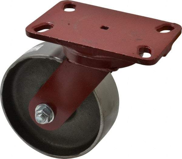 Hamilton - 6" Diam x 2" Wide x 7-3/4" OAH Top Plate Mount Swivel Caster - Forged Steel, 2,000 Lb Capacity, Roller Bearing, 4-1/2 x 6-1/2" Plate - Caliber Tooling