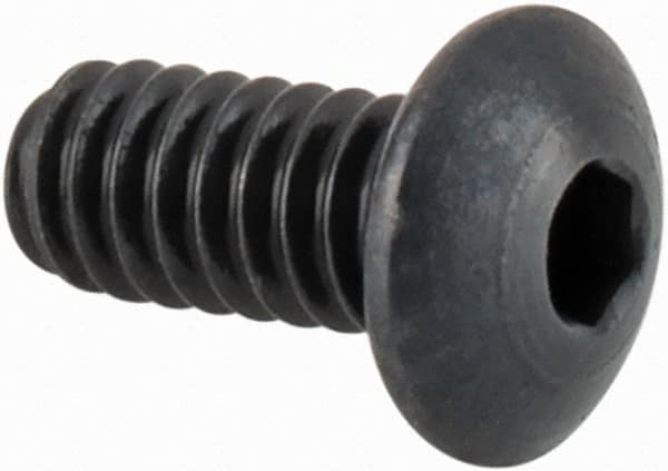 Camcar - #2-56 UNC Hex Socket Drive, Button Screw - Alloy Steel, Black Oxide Finish, Fully Threaded, 3/16" Length Under Head - Caliber Tooling