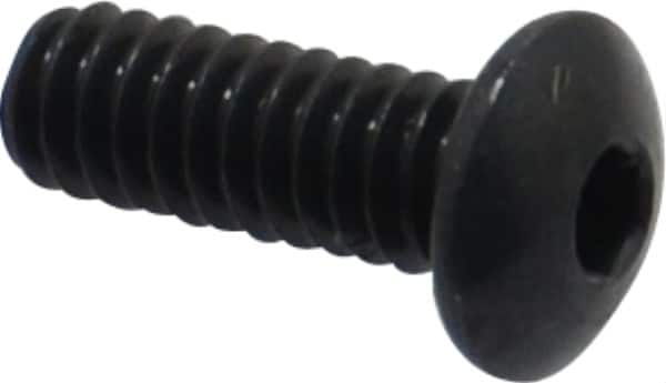 Camcar - #2-56 UNC Hex Socket Drive, Button Screw - Alloy Steel, Black Oxide Finish, Fully Threaded, 1/4" Length Under Head - Caliber Tooling