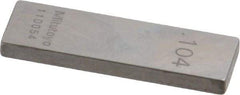 Mitutoyo - 0.104" Rectangular Steel Gage Block - Accuracy Grade 0, Includes Certificate of Inspection - Caliber Tooling