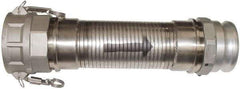 Kuriyama of America - 240" OAL, 3" ID, Flexible Metal Hose Assembly - 3" Fitting, Part A Adapter x Part D Coupler End Connections, Aluminum Fitting, 304 Stainless Steel Hose - Caliber Tooling