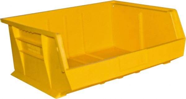 Durham - 14-5/8" Deep, Yellow Plastic Hang and Stack Bins - 7" High x 16-3/4" Wide x 14-5/8" Long - Caliber Tooling