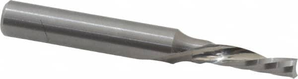 Onsrud - 5/32" Cutting Diam x 9/16" Length of Cut, 1 Flute, Downcut Spiral Router Bit - Uncoated, Right Hand Cut, Solid Carbide, 2" OAL x 1/4" Shank Diam, Single Edge, 21° Helix Angle - Caliber Tooling