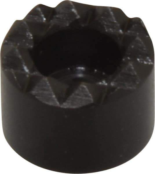 Fairlane - 1/2" Diam, 3/8" High, No. 8 C Bore SHCS, Counterbored, Fine Tooth Grade Diamond Serration Tooth Pattern, High Speed Steel, Round Positioning Gripper - Black Oxide Coated - Caliber Tooling