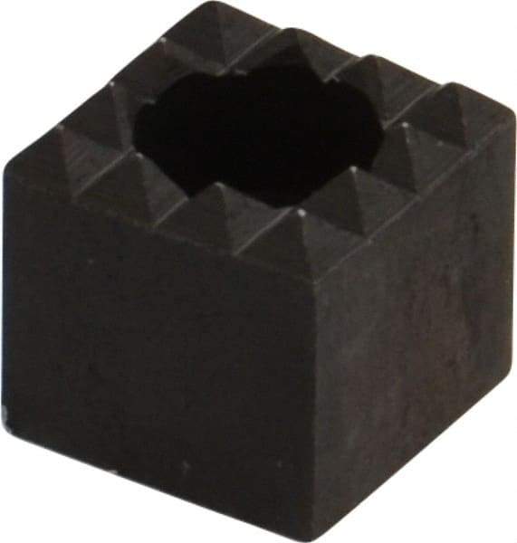 Fairlane - 1/2" Square, 1/2" High, #10 C Bore SHCS Size, Fine Tooth Grade, Diamond Serration, High Speed Steel, Square Positioning Gripper - 0.03 x 45A° Chamfer, 1/4" Counterbore Depth, Black Oxide Finish - Caliber Tooling