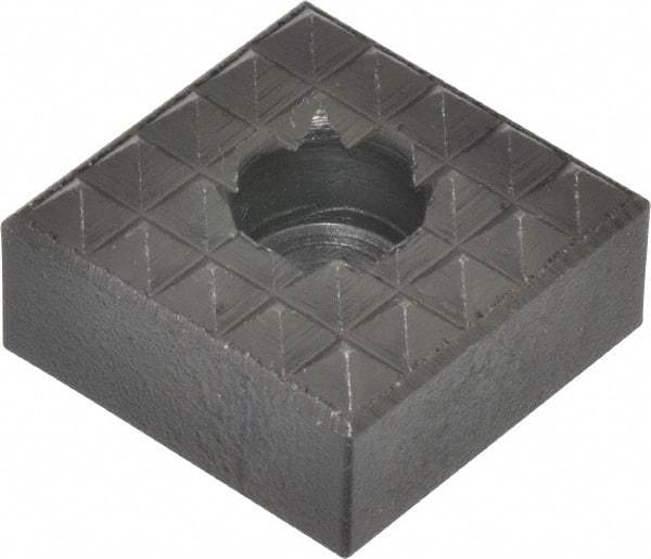 Fairlane - 1" Square, 1/2" High, 1/4 C Bore SHCS Size, Coarse Tooth Grade, Diamond Serration, High Speed Steel, Square Positioning Gripper - 0.03 x 45A° Chamfer, 5/16" Counterbore Depth, Black Oxide Finish - Caliber Tooling