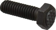 Fairlane - Serrated Tooth, 5/16-18, 1" Shank Length, 1" Thread Length, Black Oxide Finish, Hex Head, Adjustable Positioning Gripper - 3/8" Pad Diam, 1/2" Hex, 1/4" Head Height, Extra Fine Tooth Grade - Caliber Tooling