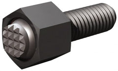 Fairlane - 5/16-24, 1/2" Thread Length, 5/16" Ball Diam, Serrated Ball Pad Surface, Alloy Steel, Black Oxide, Hex Head, Swivel Action Gripper Assemblies - 7/16" Head Height, 1/2" Hex, 5/16" Contact Diam, High Speed Steel Ball - Caliber Tooling