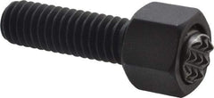 Fairlane - 5/16-18, 1" Thread Length, 5/16" Ball Diam, Serrated Ball Pad Surface, Alloy Steel, Black Oxide, Hex Head, Swivel Action Gripper Assemblies - 7/16" Head Height, 1/2" Hex, 5/16" Contact Diam, High Speed Steel Ball - Caliber Tooling