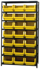 Quantum Storage - 3,325 Lb Capacity, 18" Deep x 42" Wide x 75" High, Steel Pick Rack - 21 Black Polyethylene Bins - Caliber Tooling