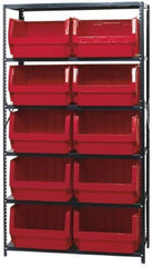 Quantum Storage - 2,375 Lb Capacity, 18" Deep x 42" Wide x 75" High, Steel Pick Rack - 10 Black Polyethylene Bins - Caliber Tooling