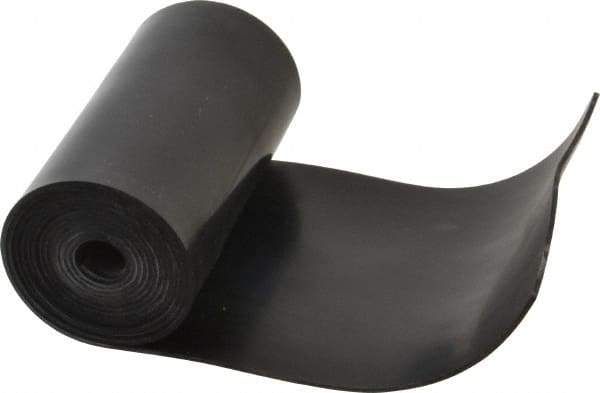 Made in USA - 1/16" Thick x 4" Wide x 5' Long Black Buna-N Rubber Roll - Stock Length, Plain Back, 50 Shore A Durometer, 2,500 psi Tensile Strength, -20°F to 170°F - Caliber Tooling