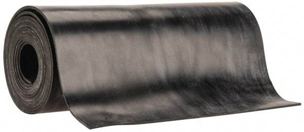 Made in USA - 1/16" Thick x 6" Wide x 5' Long Black Buna-N Rubber Roll - Stock Length, Plain Back, 50 Shore A Durometer, 2,500 psi Tensile Strength, -20°F to 170°F - Caliber Tooling