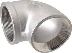 Merit Brass - 3" Grade 304 Stainless Steel Pipe 90° Elbow - FNPT x FNPT End Connections, 150 psi - Caliber Tooling