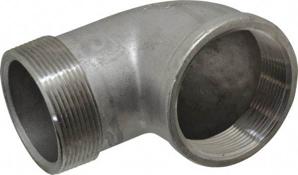 Merit Brass - 3" Grade 304 Stainless Steel Pipe 90° Elbow - FNPT x MNPT End Connections, 150 psi - Caliber Tooling