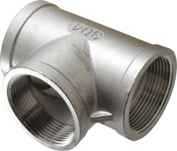 Merit Brass - 2-1/2" Grade 304 Stainless Steel Pipe Tee - FNPT x FNPT x FNPT End Connections, 150 psi - Caliber Tooling