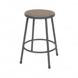 NPS - 24 Inch High, Stationary Fixed Height Stool - Hardboard Seat, Gray and Brown - Caliber Tooling