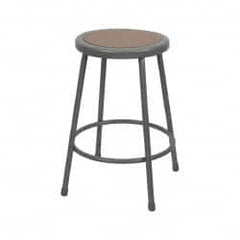 NPS - 24 Inch High, Stationary Fixed Height Stool - Hardboard Seat, Gray and Brown - Caliber Tooling