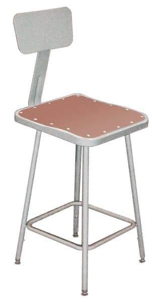 NPS - 18 to 26 Inch High, Stationary Adjustable Height Stool - Hardboard Seat, Gray - Caliber Tooling