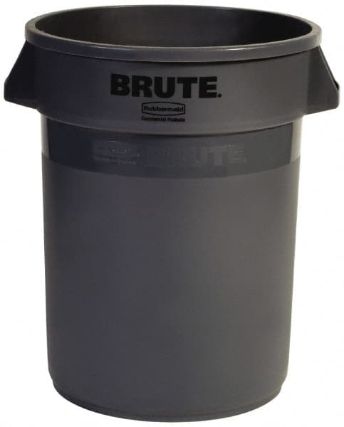 32 Gal Round Gray Trash Can Polyethylene