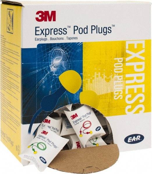 3M - Disposable, Corded, 25 dB Earplugs - Yellow, 100 Pairs - Caliber Tooling