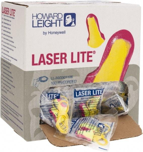 Howard Leight - Disposable, Corded, 32 dB, T Shape Earplugs - Magenta and Yellow, 100 Pairs - Caliber Tooling