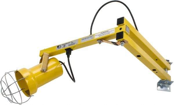 Made in USA - 40 Inch, Pivot Friction, Wall Mounted, Incandescent, Yellow, Dock Light - 100 Watt, 110 Volt, Nonmagnifying - Caliber Tooling