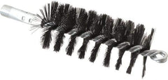 Schaefer Brush - 4-1/2" Brush Length, 2" Diam, Double Stem, Single Spiral Flue Brush - 7-1/2" Long, Tempered Steel Wire, 1/4" NPSM Male Connection - Caliber Tooling