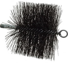 Schaefer Brush - 4-1/2" Brush Length, 6" Diam, Double Stem, Double Spiral Tube Brush - 7-1/2" Long, Tempered Steel Wire, 1/4" NPT Male Connection - Caliber Tooling