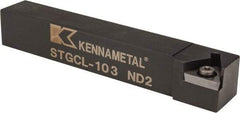 Kennametal - STGC, Left Hand Cut, 0° Lead Angle, 5/8" Shank Height x 5/8" Shank Width, Neutral Rake Indexable Turning Toolholder - 4" OAL, TC..32.5. Insert Compatibility, Series Screw-On - Caliber Tooling