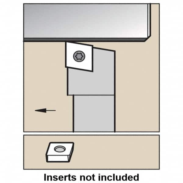 Kennametal - SCGP, Left Hand Cut, 0° Lead Angle, 3/8" Shank Height x 3/8" Shank Width, Positive Rake Indexable Turning Toolholder - 2-1/2" OAL, CP..21.5. Insert Compatibility, Series Screw-On - Caliber Tooling