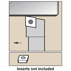 Kennametal - SCGP, Right Hand Cut, 0° Lead Angle, 1/2" Shank Height x 1/2" Shank Width, Positive Rake Indexable Turning Toolholder - 3-1/2" OAL, CP..32.5. Insert Compatibility, Series Screw-On - Caliber Tooling
