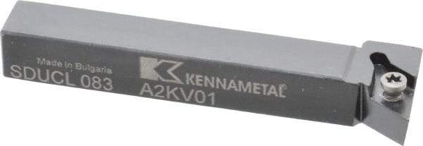 Kennametal - SDUC, Left Hand Cut, 3° Lead Angle, 1/2" Shank Height x 1/2" Shank Width, Neutral Rake Indexable Turning Toolholder - 3-1/2" OAL, DC..32.5. Insert Compatibility, Series Screw-On - Caliber Tooling